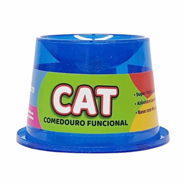 Encontraproduto.com.br - Comedouro Alto Cat Antiformiga Azul com Glitter 250ml
