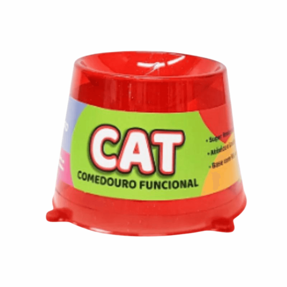 Comedouro Alto Cat Vermelho Transparente 250ml