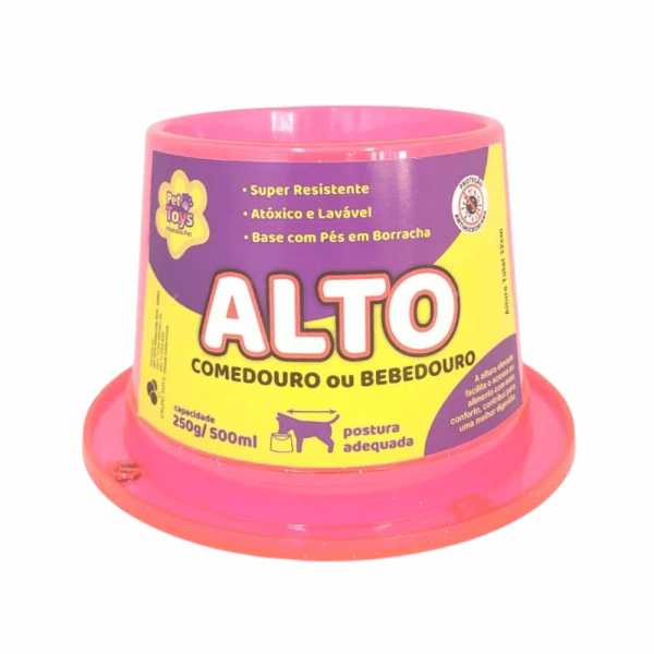 Encontraproduto.com.br - Comedouro Para Cães Alto Anti Formiga 500ml - Rosa Gliter