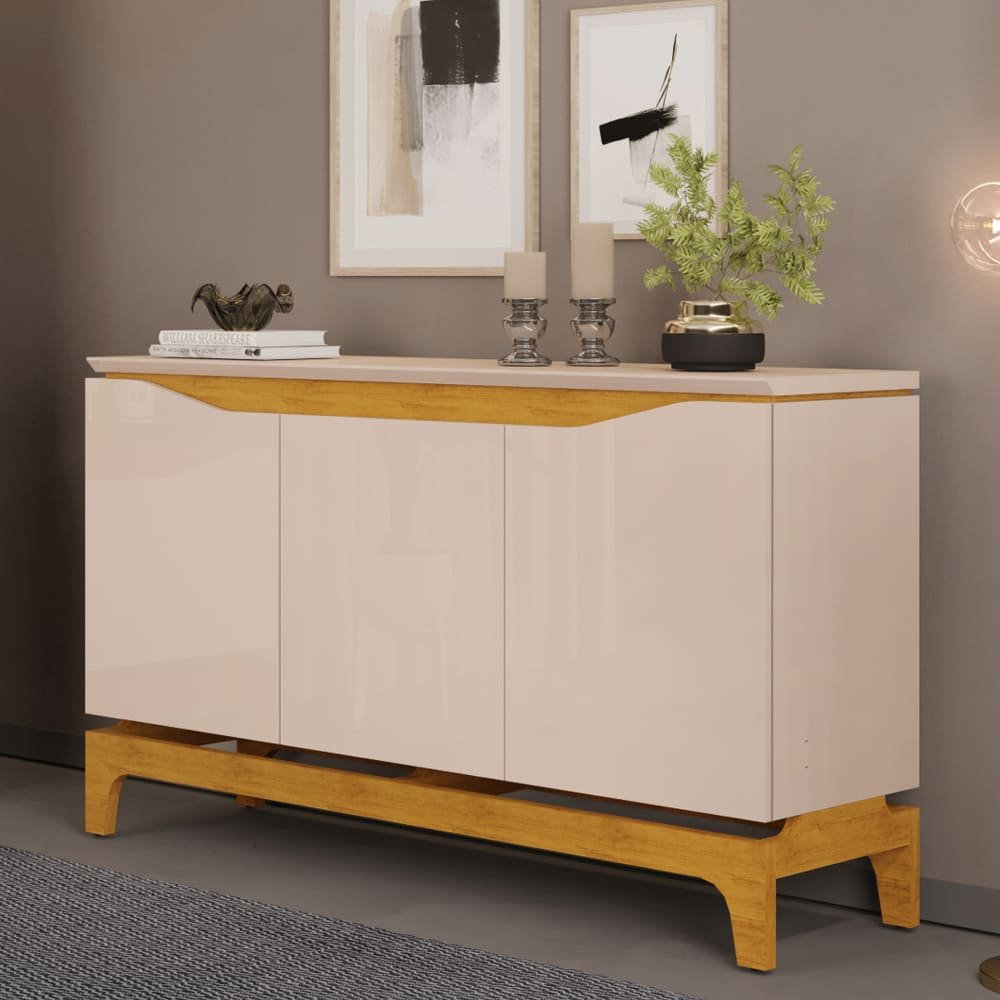 Encontraproduto.com.br - Buffet Nice 136 cm com 3 Portas da Dj Moveis - Off White