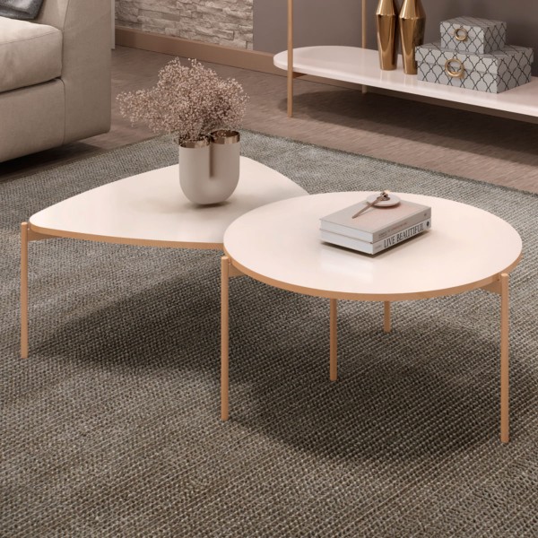 Encontraproduto.com.br - Conjunto de Mesa de Centro DJ Móveis Isa e Bela - Off White