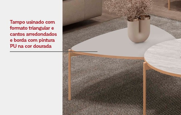 Encontraproduto.com.br - Conjunto de Mesa de Centro DJ Móveis Isa e Bela - Off White
