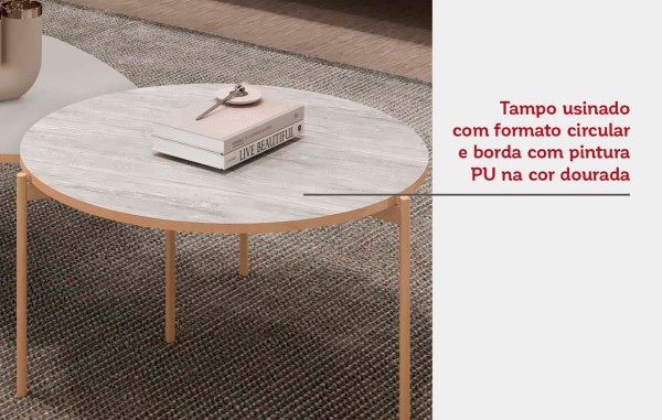 Encontraproduto.com.br - Conjunto de Mesa de Centro DJ Móveis Isa e Bela - Off White