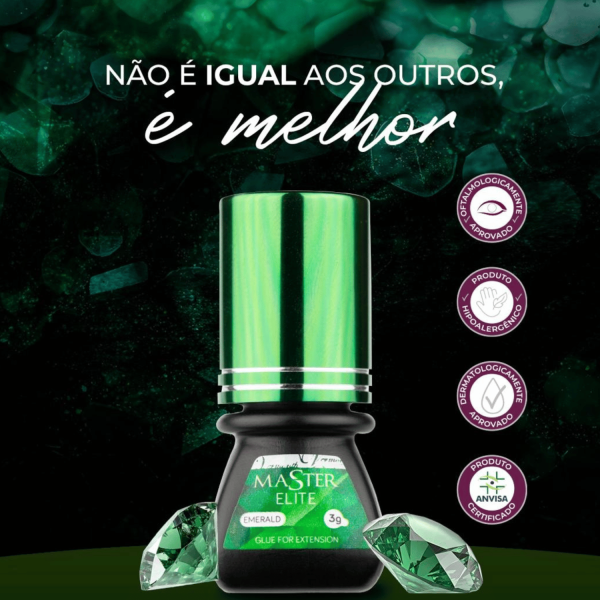 Encontraproduto.com.br - Cola Para Extensão de Cílios Master Elite Emerald 3ml