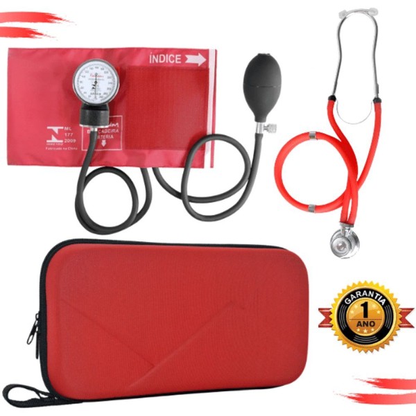 Kit Aparelho Pressao Esteto Rappaport Duplo Vermelho
