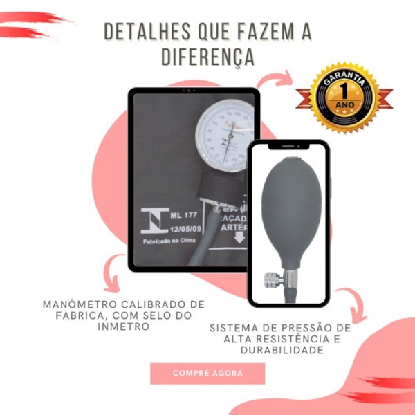 Encontraproduto.com.br - Kit Enfermagem Estágio Aparelho Pressão Estetoscópio Cinza