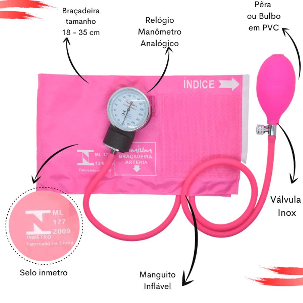 Encontraproduto.com.br - Kit Bolsa Aparelho De Pressão Esfigmomanômetro Enfermagem Fúcsia