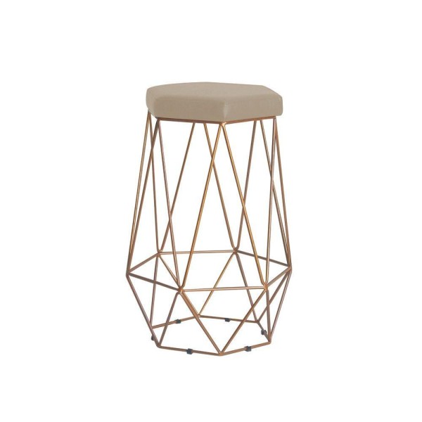 Banqueta Rubel Base Gold Suede Bege Gran Belo