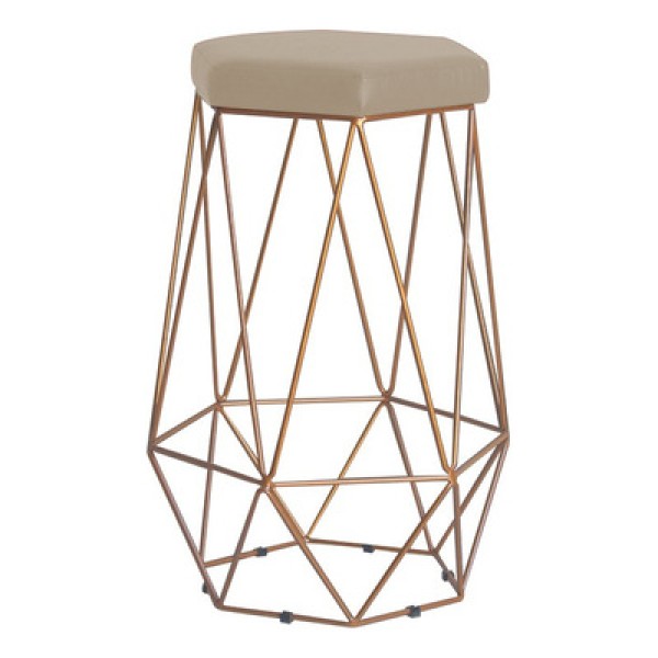 Encontraproduto.com.br - Banqueta Rubel Base Gold Suede Bege Gran Belo