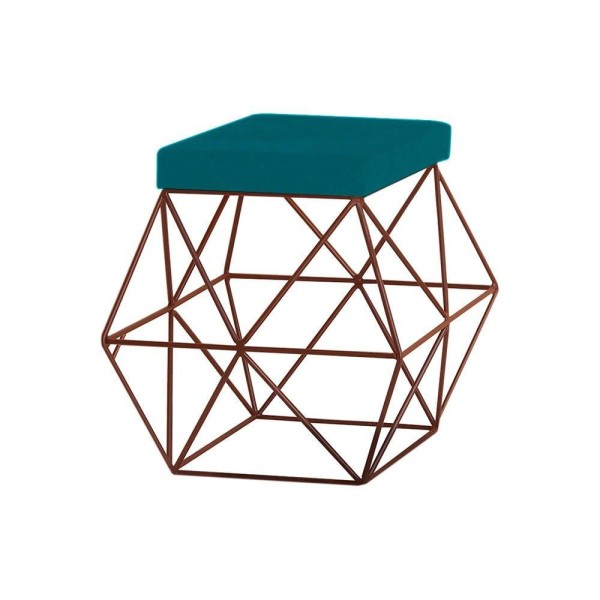 Puff Base Bronze Trixie Suede Azul Claro Gran Belo