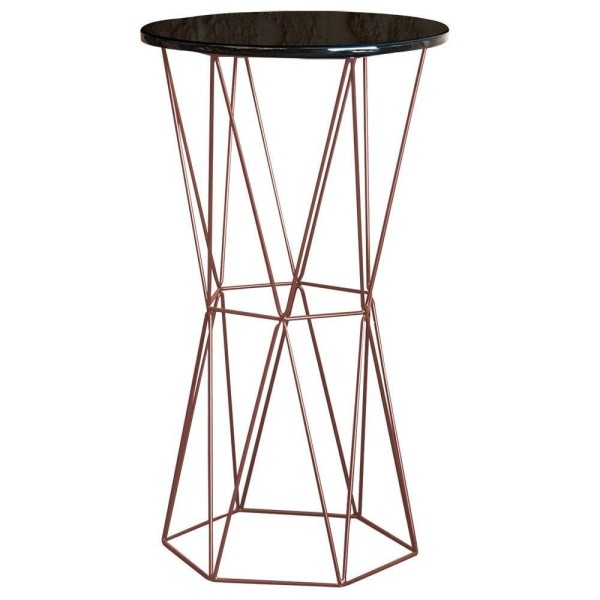 Encontraproduto.com.br - Mesa Bistrô Rizzo Tampo Preto Base Bronze Gran Belo