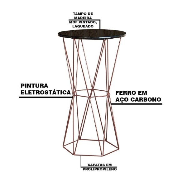 Encontraproduto.com.br - Mesa Bistrô Rizzo Tampo Preto Base Bronze Gran Belo