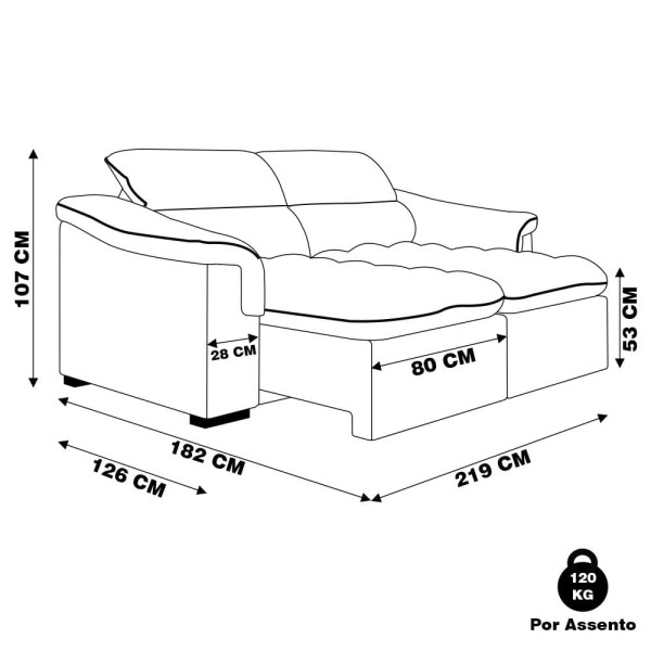 Encontraproduto.com.br - Sofá 2 Lugares Retrátil Com USB Para Sala de Estar Next 219cm Veludo Grafite - Gran Belo
