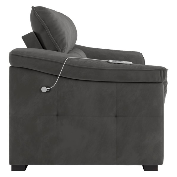 Encontraproduto.com.br - Sofá 2 Lugares Retrátil Com USB Para Sala de Estar Next 219cm Veludo Grafite - Gran Belo