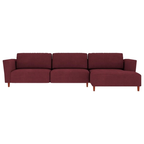Encontraproduto.com.br - Sofá 310cm com Chaise Direita Franz Suede Bordô - Gran Belo