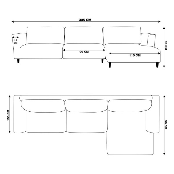 Encontraproduto.com.br - Sofá 310cm com Chaise Direita Franz Suede Bordô - Gran Belo