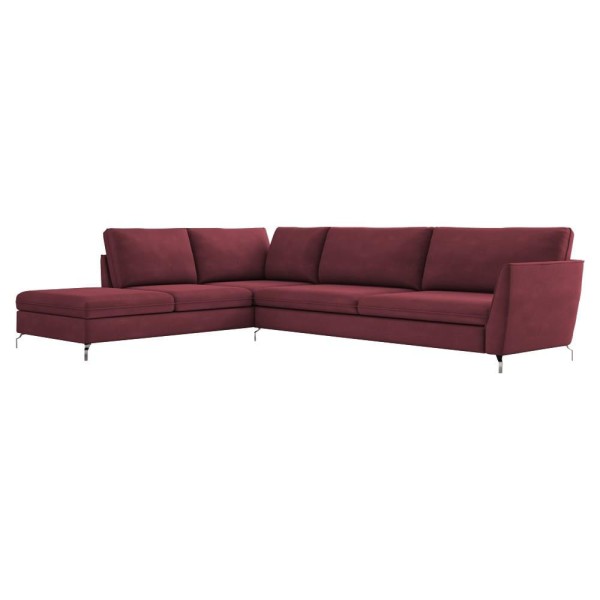 Sofá de Canto Chaise Esquerdo 287 cm Olívia Suede Bordô - Gran Belo