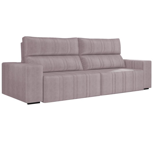 Sofá Retrátil 214 cm Sala de Estar Leonel Suede Rosê G52 - Gran Belo