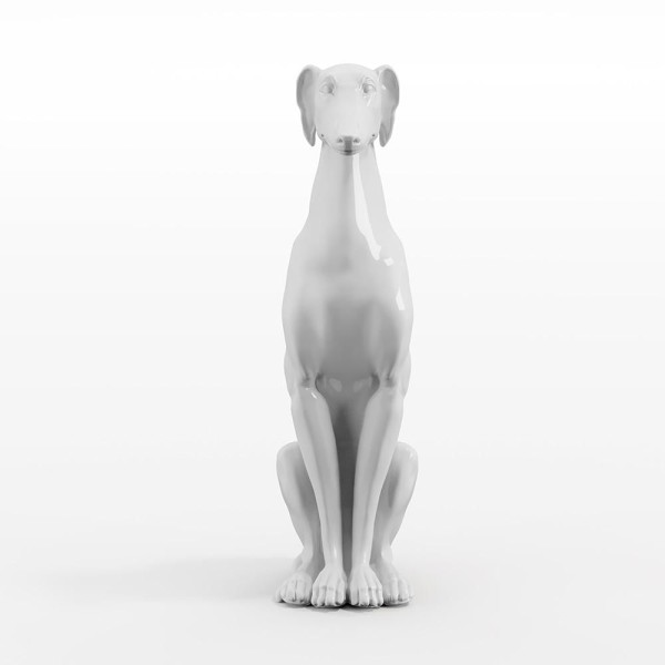 Encontraproduto.com.br - Escultura Galgo em Resina Maciça Branco Gran Belo