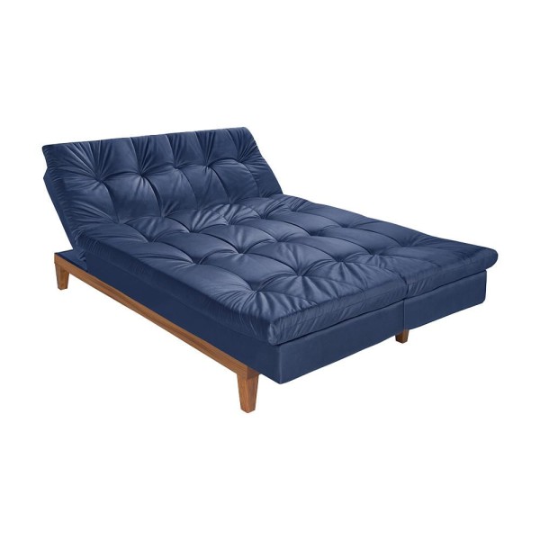 Sofá Cama Reclinável 2 Lugares Change Veludo Azul G30 - Gran Belo