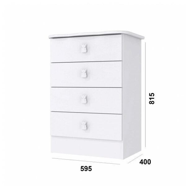 Encontraproduto.com.br - Quarto Infantil Completo Docinho com Guarda Roupa 3 Portas, Cômoda, Mini Cama e Nicho Espresso Móveis Branco