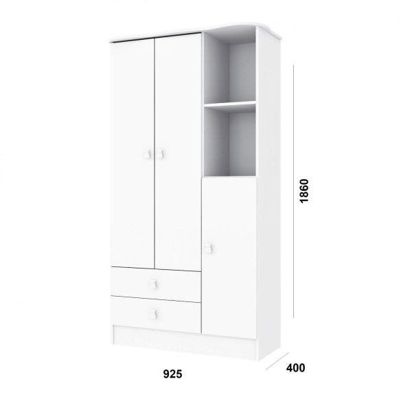 Encontraproduto.com.br - Quarto Infantil Completo Docinho com Guarda Roupa 3 Portas, Cômoda, Mini Cama e Nicho Espresso Móveis Branco