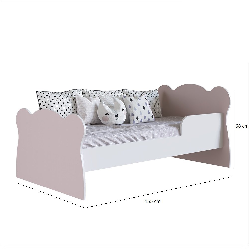 Encontraproduto.com.br - Quarto Infantil Completo Docinho com Guarda-Roupa, Cômoda, Mini Cama e Nicho Espresso Móveis Branco/Rosa
