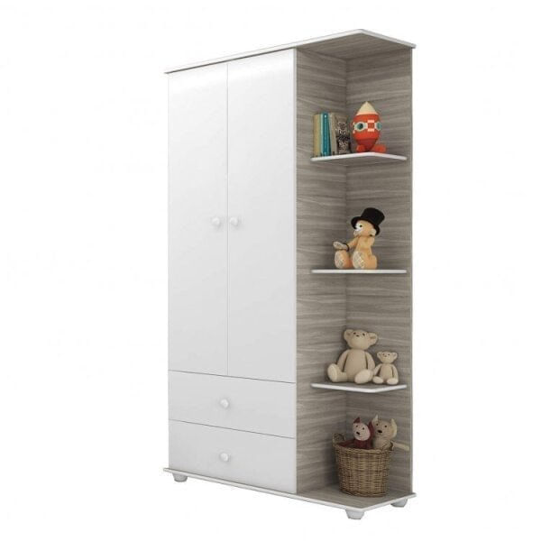 Encontraproduto.com.br - Quarto de Bebê Completo Algodão Doce com Guarda Roupa 2 Portas, Cômoda e Berço Espresso Móveis Fresno/Branco