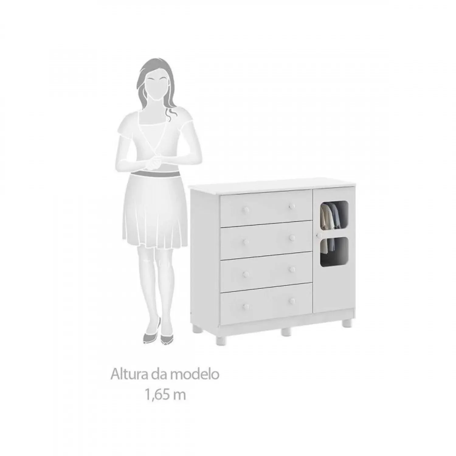 Encontraproduto.com.br - Quarto de Bebê Irmãos com 2 Berços e Cômoda com Janela 100% MDF Uli Móveis Peroba Branco Brilho