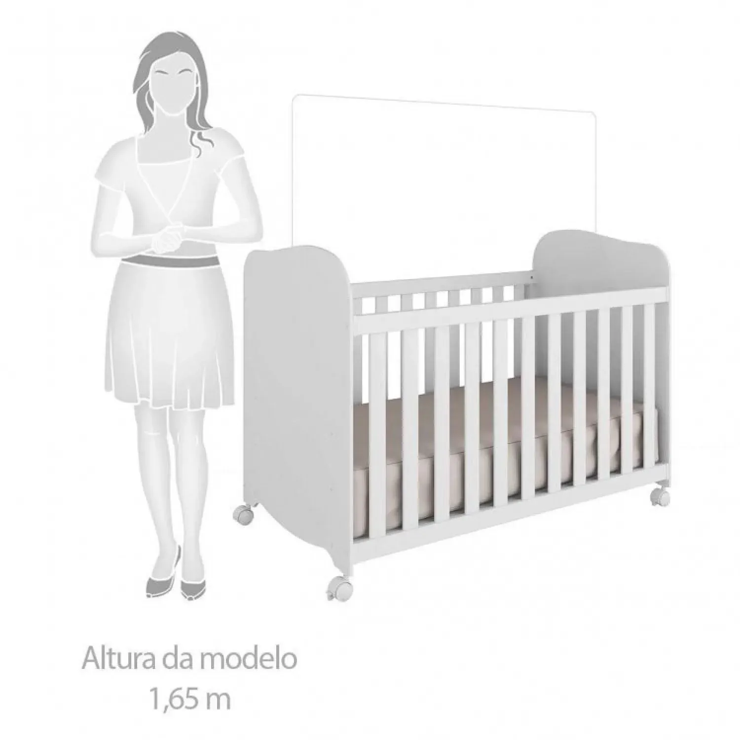 Encontraproduto.com.br - Quarto de Bebê com Guarda Roupa 1 Porta com Janela e Berço 100% MDF Uli Branco Brilho