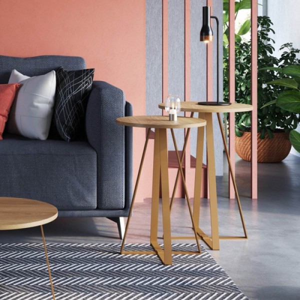 Mesa Lateral Volpi Baixa Artesano Branco/ Preto