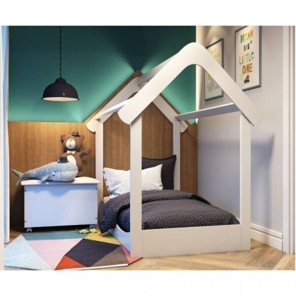 Encontraproduto.com.br - Quarto Infantil com Minicama Montessoriana Uli e Bau Elo Móveis Peroba Branco
