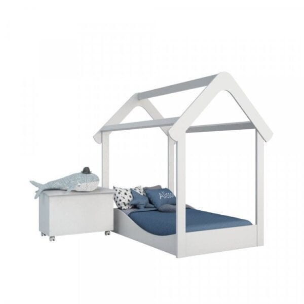 Encontraproduto.com.br - Quarto Infantil com Minicama Montessoriana Uli e Bau Elo Móveis Peroba Branco