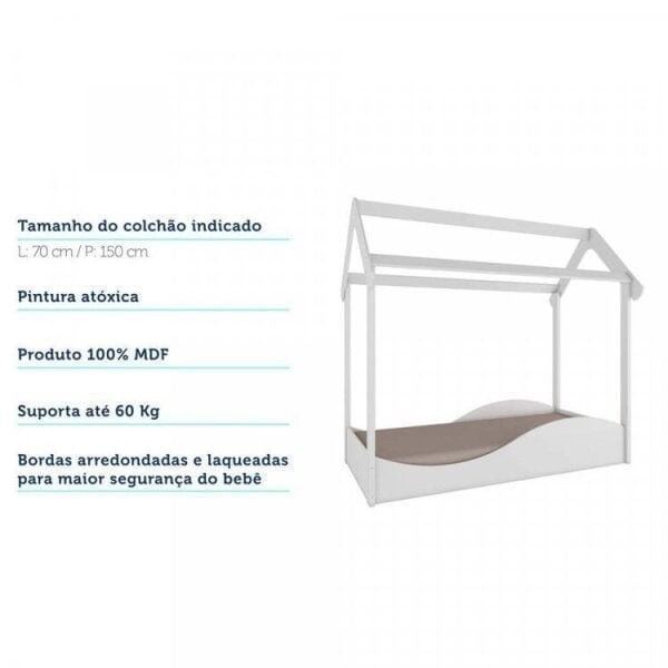 Encontraproduto.com.br - Quarto Infantil com Minicama Montessoriana Uli e Bau Elo Móveis Peroba Branco