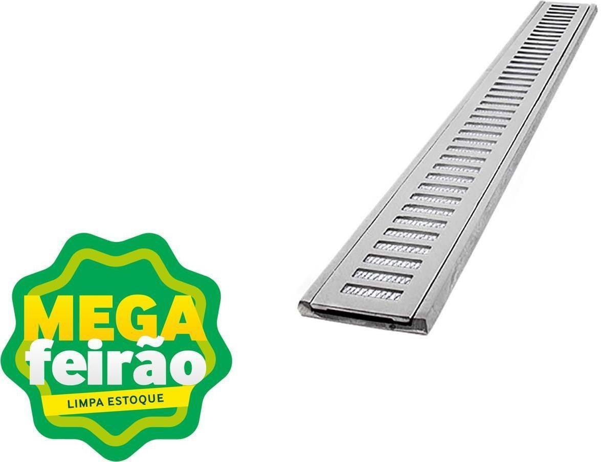 Ralo Grelha Retangular com Tela LG Mais Escovado 10x100cm