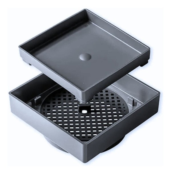Encontraproduto.com.br - Ralo Oculto 10x10cm Quadrado Cinza - LG Mais