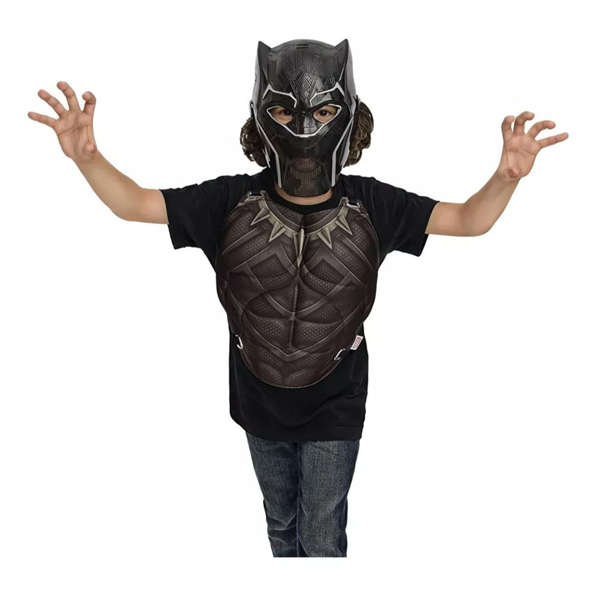 Encontraproduto.com.br - Fantasia Pantera Negra Infantil C/ Mascara e Peitoral Luxo