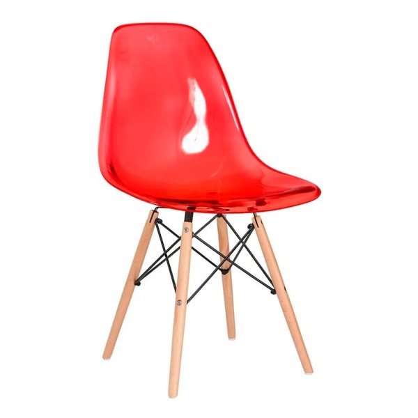 Encontraproduto.com.br - Cadeira Eiffel Acrílico Vermelho Transparente Mozaic