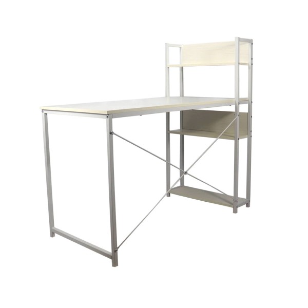 Mesa Escrivaninha com Prateleiras Metal Branco Mozaic 120x59,5cm RF4113