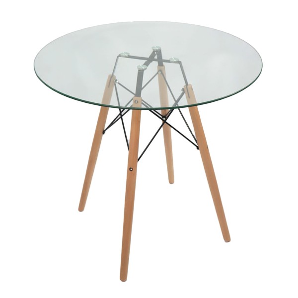 Encontraproduto.com.br - Mesa Eames Eiffel Vidro Redonda Mozaic 80cm RF4122