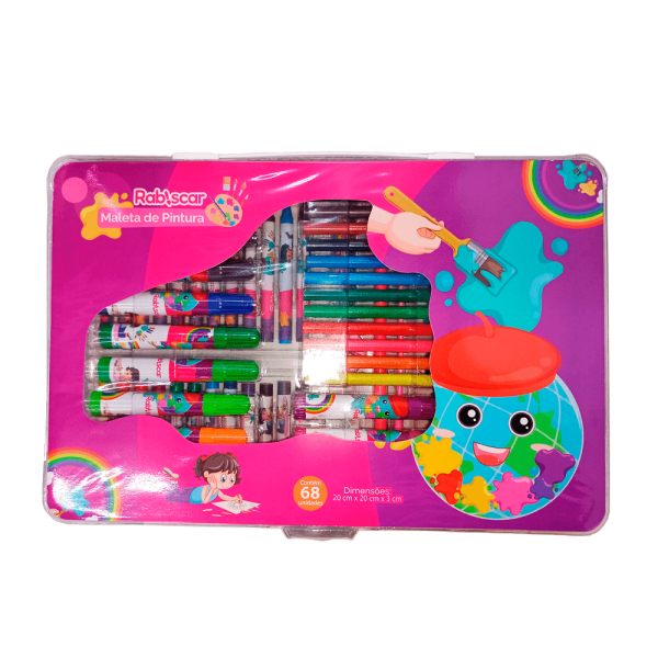 Jogo Maleta de Pintura 68 Peças Rabiscar RF4288M