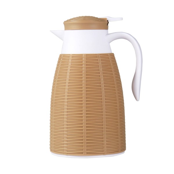 Encontraproduto.com.br - Garrafa Térmica Plástica Rattan Bege 1L Útil Bazar RF4578
