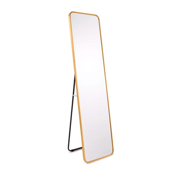 Espelho Orgânico Retangular Dourado Útil Bazar 147x36cm RF4819D