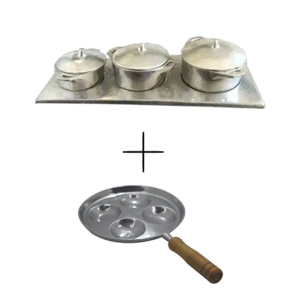Encontraproduto.com.br - Kit Miniatura Caçarolas E Frigideira Multi-ovo Frita 4 Ovos