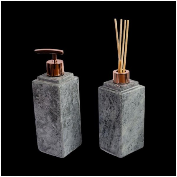 Kit Banheiro Bancada Lavabo Luxo Em Pedra Sabão N03 Rosê