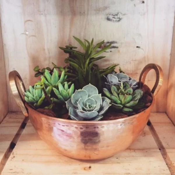 Encontraproduto.com.br - Tachinho Mini De Cobre Puro Servir E Decorar Com Alças 7,5Cm