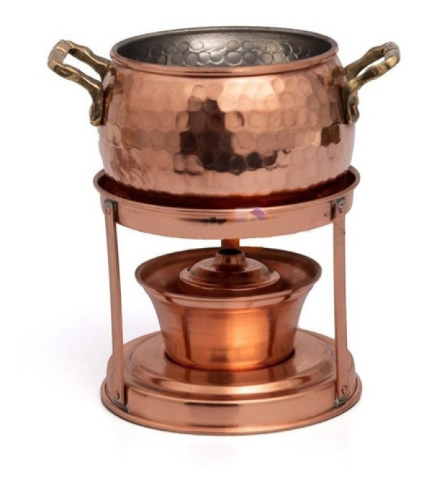 Rechaud Fogareiro Em Cobre Fondue Queijo E Chocolate 1400ml