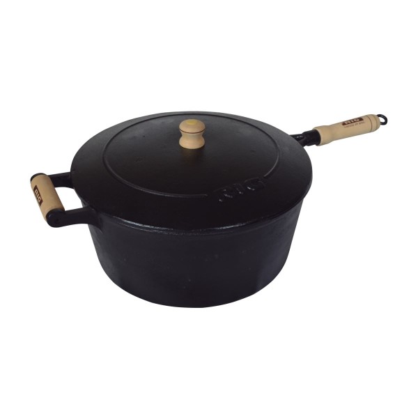 Encontraproduto.com.br - Caçarola De Ferro Com Cabo E Tampa De Ferro - 1,8 Lt