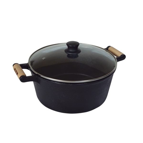 Encontraproduto.com.br - Caçarola De Ferro 2 Alças Com Tampa De Vidro - 1,1 Lt