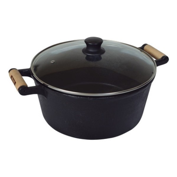 Encontraproduto.com.br - Caçarola De Ferro 2 Alças Com Tampa De Vidro 4,8 Lt